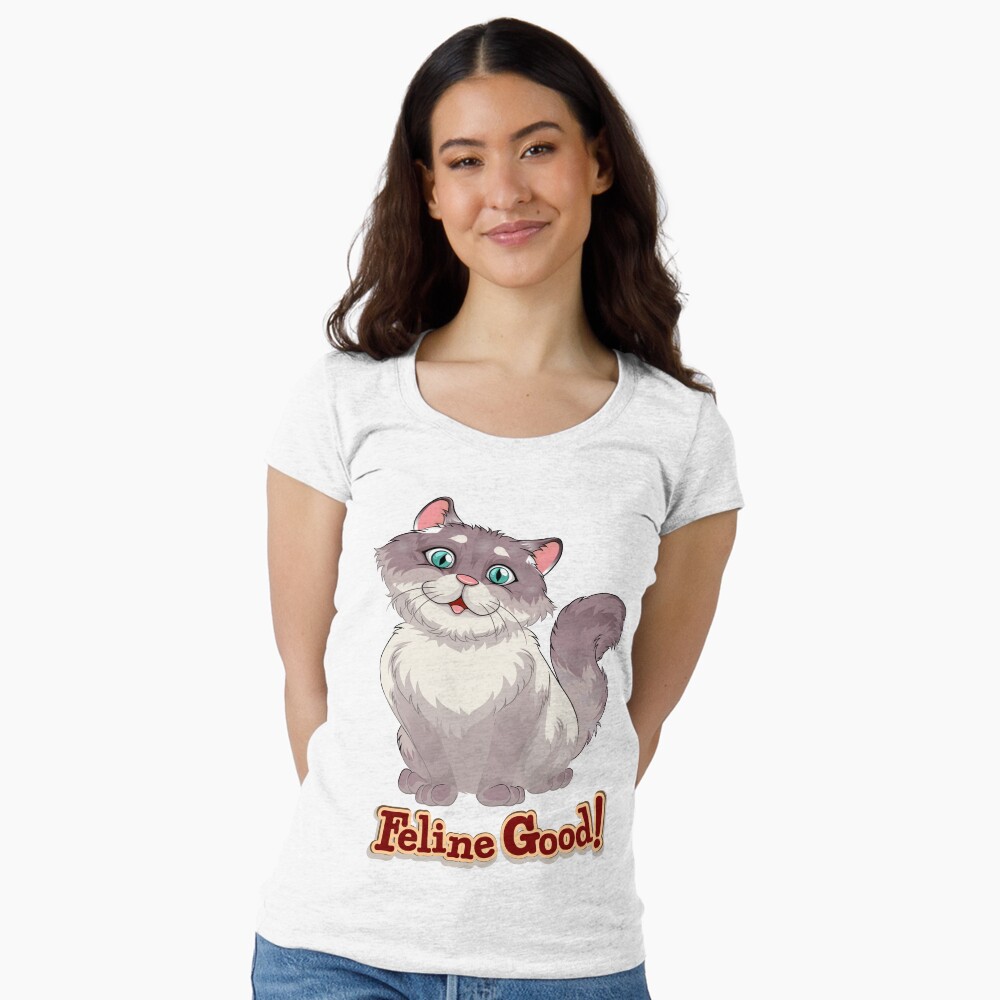 Feeling Good (Feline Good!) Fitted Scoop T-Shirt - cute pet design by HackerLooks
