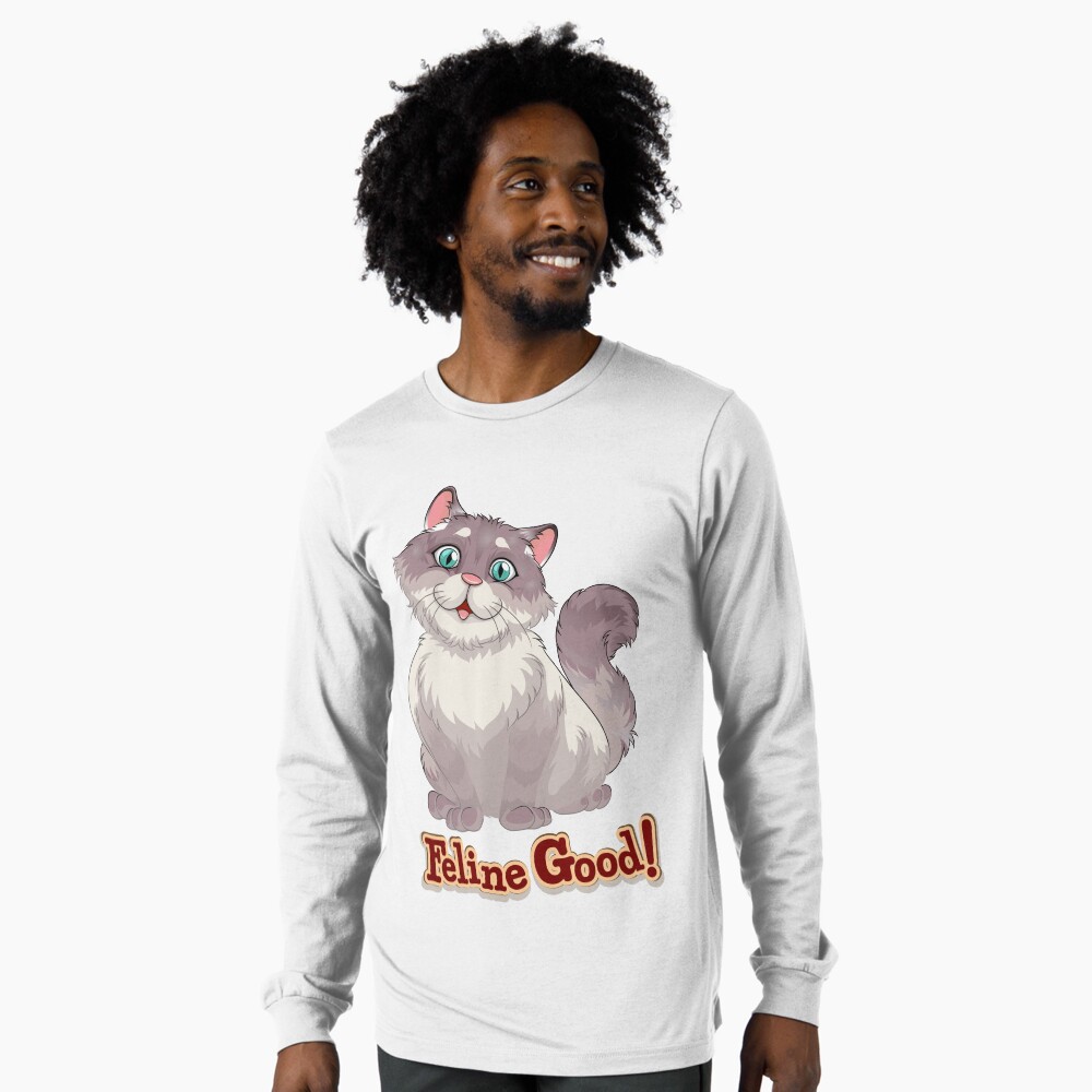 Feeling Good (Feline Good!) Long Sleeve T-Shirt - cute pet design by HackerLooks