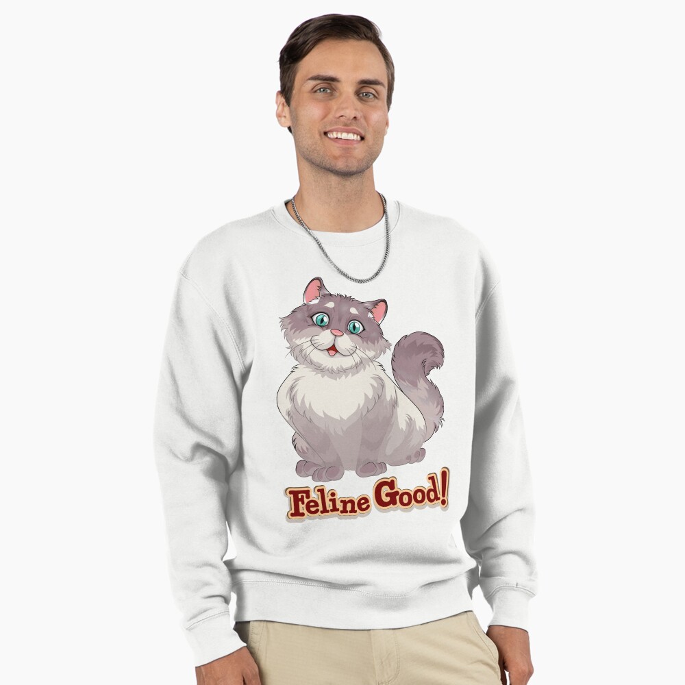 Feeling Good (Feline Good!) Pullover Sweatshirt - cute pet design by HackerLooks