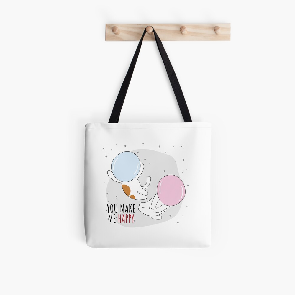 You Make Me Happy All Over Print Tote Bag - cute pet design by HackerLooks
