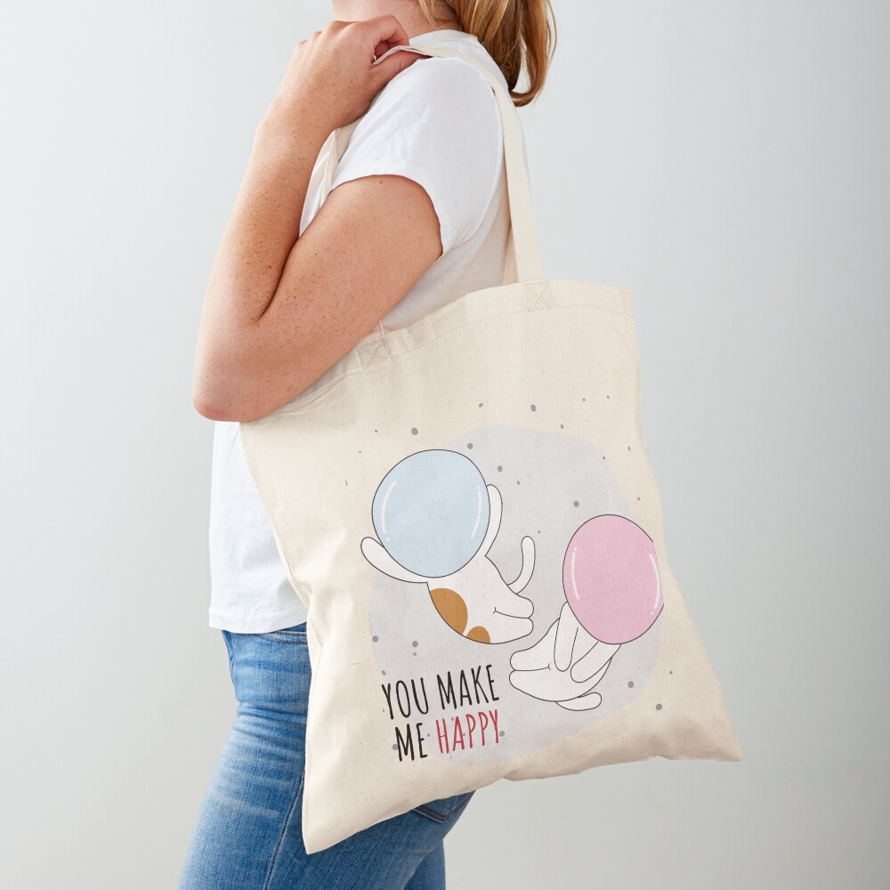 You Make Me Happy Cotton Tote Bag - cute pet design by HackerLooks