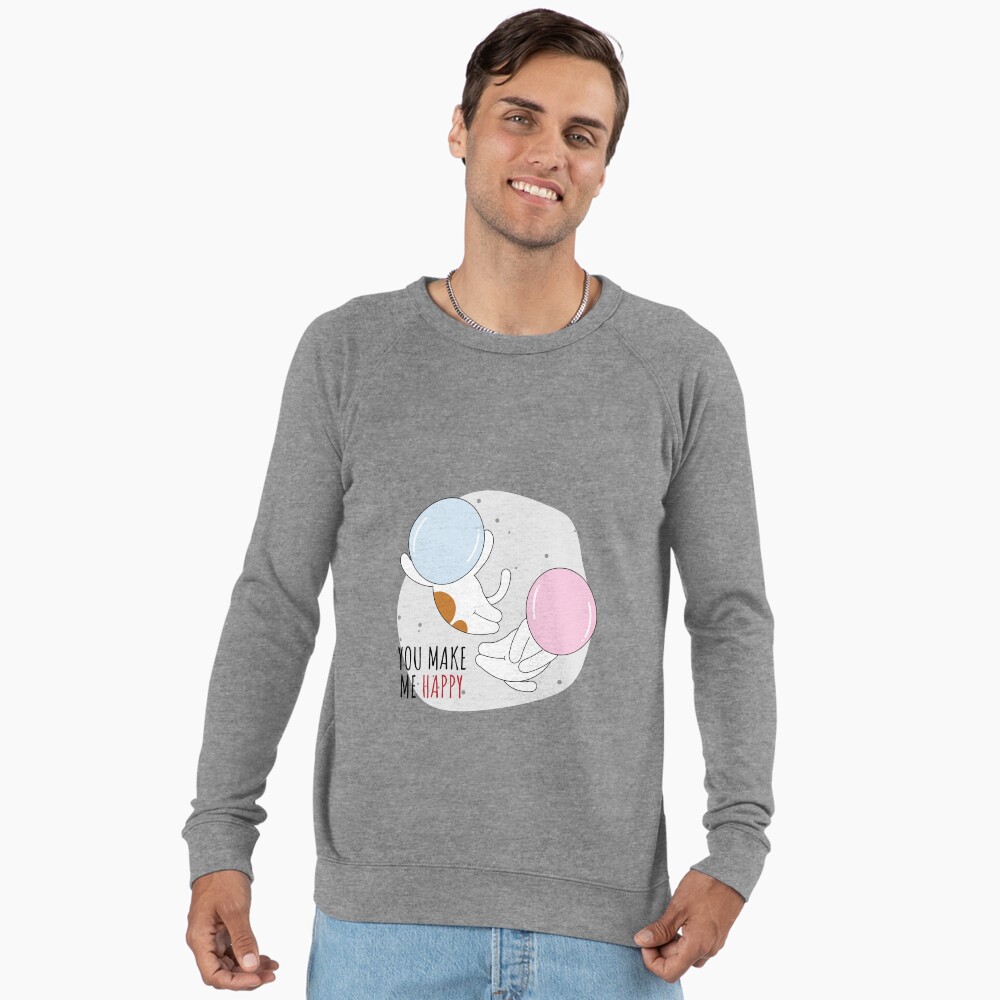 You Make Me Happy Lightweight Sweatshirt - cute pet design by HackerLooks