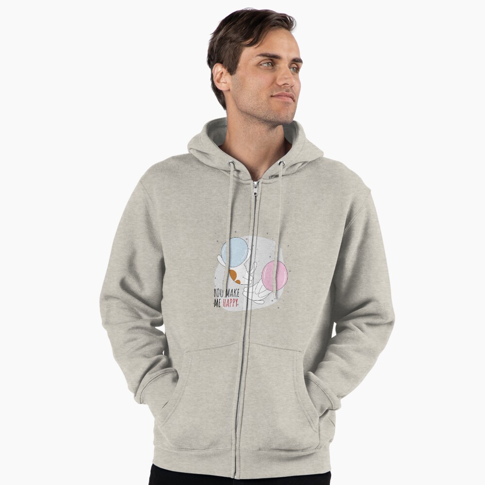 You Make Me Happy Zipped Hoodie - cute pet design by HackerLooks