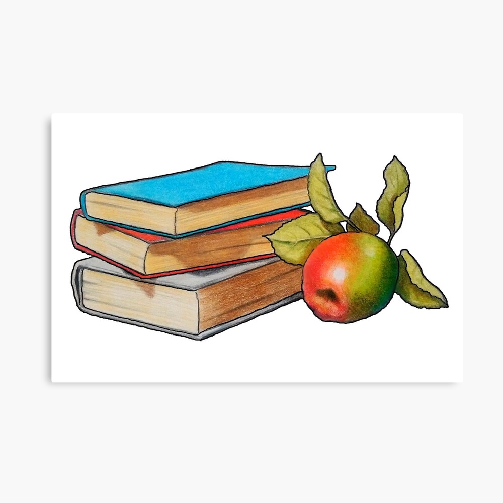 Stack of Books and an Apple Art Board Print for Sale by Joyce