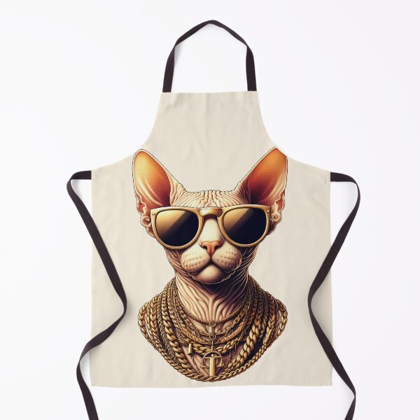 Item preview, Urban Cats #2 - Cream Sphynx Cat rocking a gold chain and oversized sunglasses designed and sold by elektronen.
