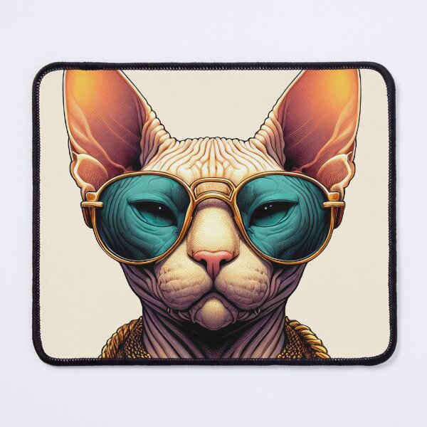 Item preview, Urban Cats #3 - Cream Sphynx Cat rocking a gold chain and oversized sunglasses designed and sold by elektronen.