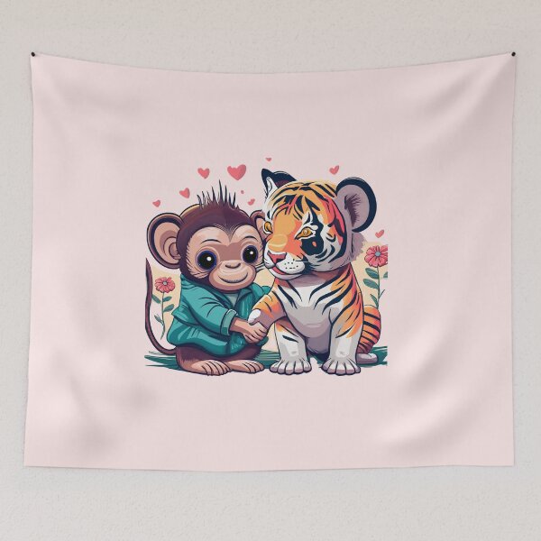 Item preview, Monkey And Tiger Love designed and sold by Itsheartshop.