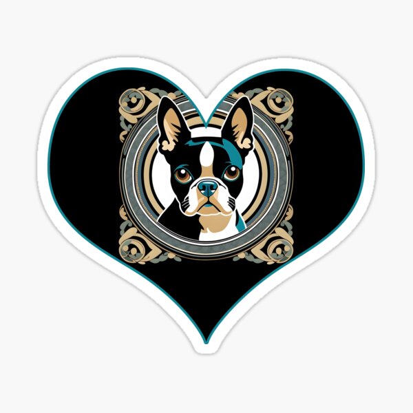 Item preview, Love Bostons (Terriers) Black Heart frame designed and sold by Rogue Wizard.