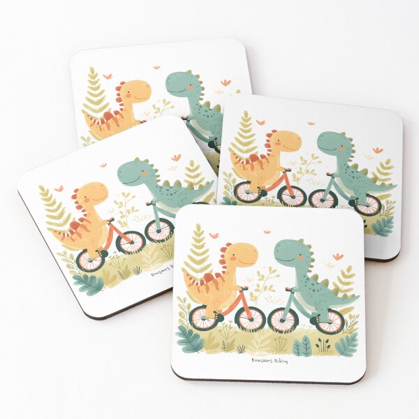 Item preview,  Dinosaurs on bicycles, wall pictures, dinosaur stickers, clipart, cute dinosaurs, T rex designed and sold by Witoon077.