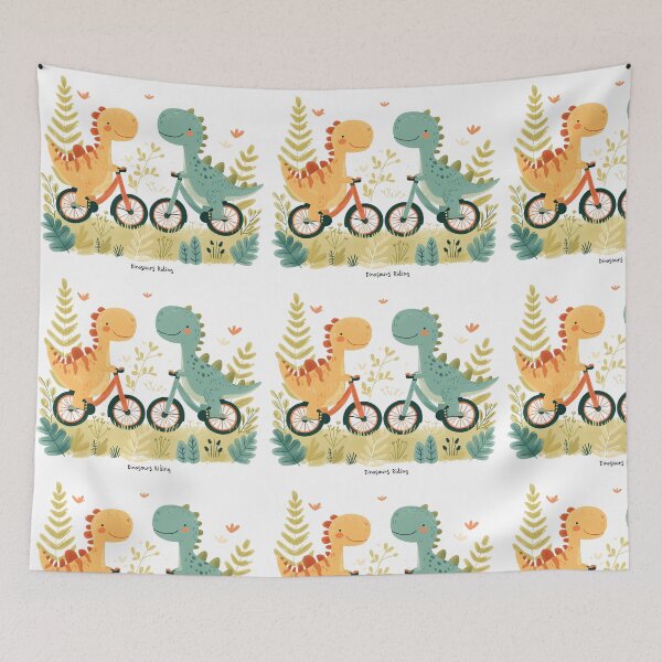 Item preview,  Dinosaurs on bicycles, wall pictures, dinosaur stickers, clipart, cute dinosaurs, T rex designed and sold by Witoon077.