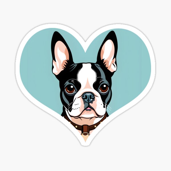 Item preview, Love Bostons (Terriers) Light Blue Heart frame with collar designed and sold by Rogue Wizard.