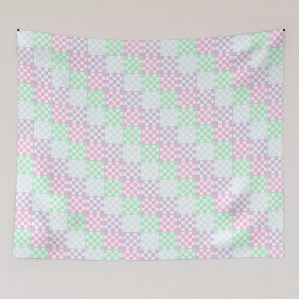 Item preview, a pastey checkered pattern with a pink, green, and blue color scheme designed and sold by APHIDAT-TA.