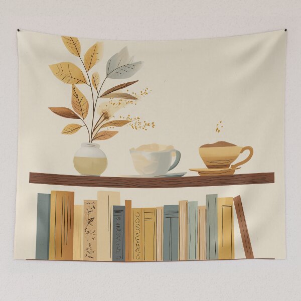Item preview, earth tone book shelf designed and sold by WarmHeartedArt.