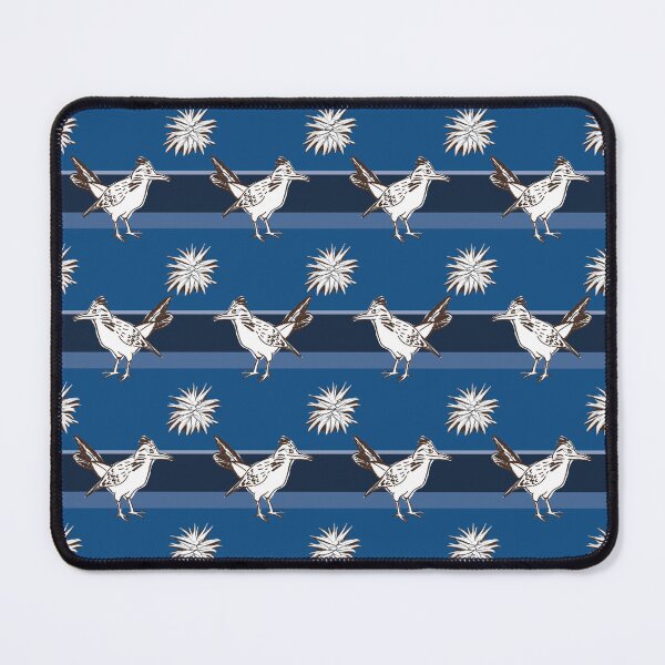 Item preview, Pattern of white birds and agave bushes on blue stripes designed and sold by colorofmagic.