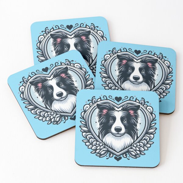 Item preview, Border Collie Black And White Blue Laurels Herding Dog Cartoon designed and sold by CoffeeIsATrip.