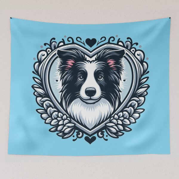 Item preview, Border Collie Black And White Blue Laurels Herding Dog Cartoon designed and sold by CoffeeIsATrip.