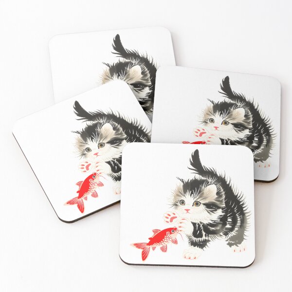 Item preview, Cute Cat Catching Fish designed and sold by xiao xuans.