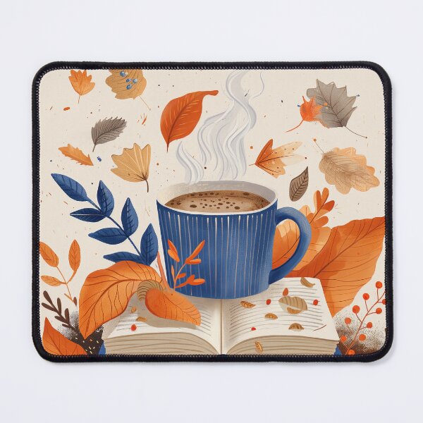 Item preview, Coffee on books in Autumn with maple leaves designed and sold by WarmHeartedArt.