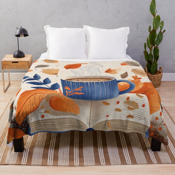 Item preview, Coffee on books in Autumn with maple leaves designed and sold by WarmHeartedArt.