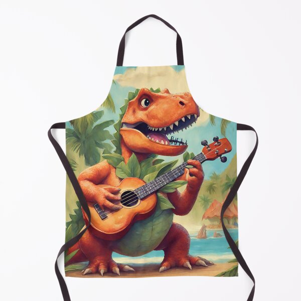 Item preview, Dinosaur playing a ukulele at a tropical luau designed and sold by tetisola.