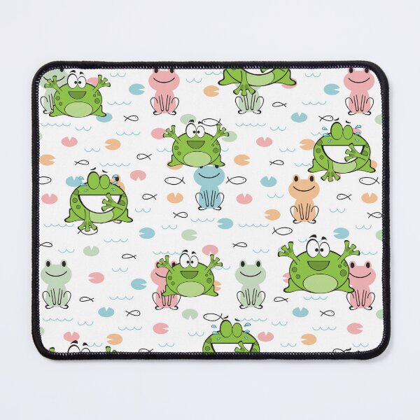 Item preview, Cute green frog on pastel frog and fish pattern designed and sold by BritishDelights.