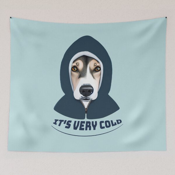 Item preview, dog wears a jacket because he is cold designed and sold by Firas Aljazzar.