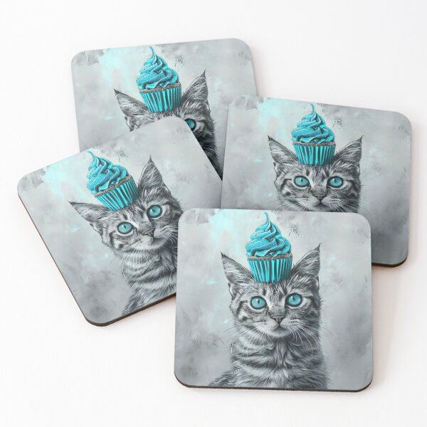 Item preview, Cute Cat With A Blue Cupcake designed and sold by prettykaler.