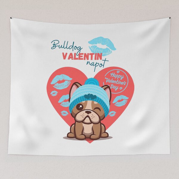 Item preview, Bulldog valentin napot | Fiús kék | Francia Bulldog designed and sold by Twinmommy Store.