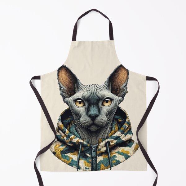 Item preview, Urban Cats #20 - Seal Point Sphynx Cat wearing an urban camo windbreaker designed and sold by elektronen.