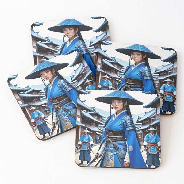 Item preview, A woman with blue eyes dressed as a samurai designed and sold by NerdscapeDC.