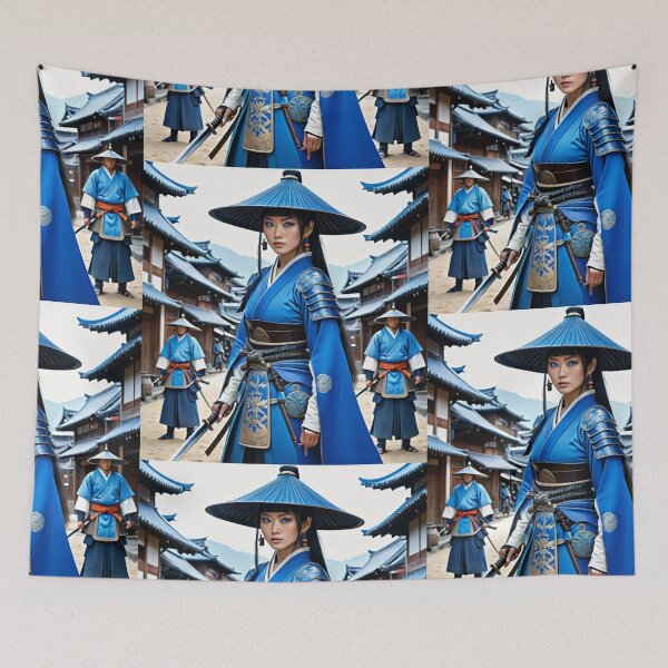 Item preview, A woman with blue eyes dressed as a samurai designed and sold by NerdscapeDC.