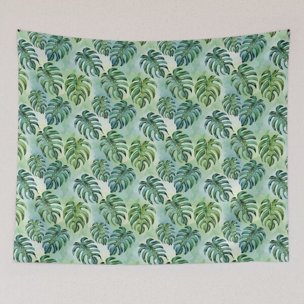 Item preview, watercolor Monstera Leaf pattern, Palm Green Nature Painterly Seamless Painting designed and sold by sadedream.