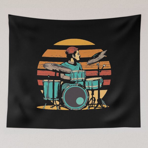 Item preview, Vintage colors sunset and skates drums designed and sold by desinganddecor.