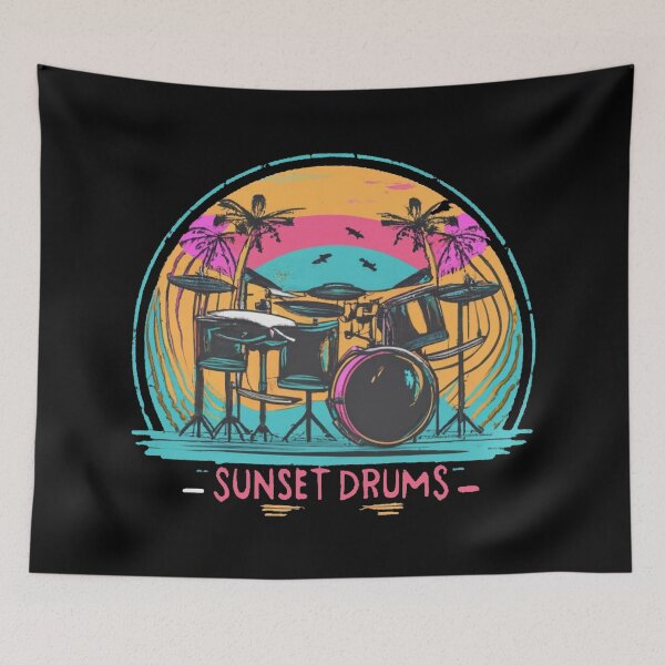 Item preview, Vintage colors sunset and skates drums designed and sold by desinganddecor.