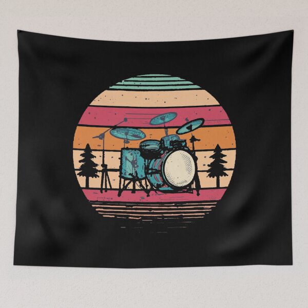 Item preview, Vintage colors sunset and skates drums designed and sold by desinganddecor.