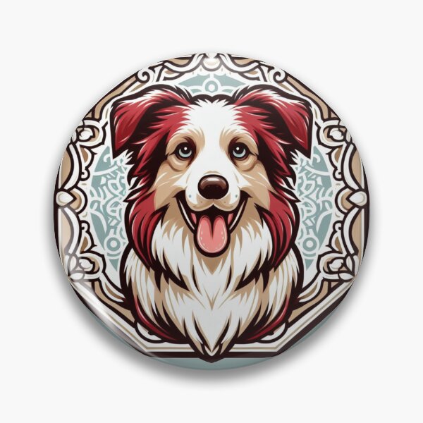Item preview, Border Collie Red And White Herding Dog Cartoon Smiling Illustration designed and sold by CoffeeIsATrip.