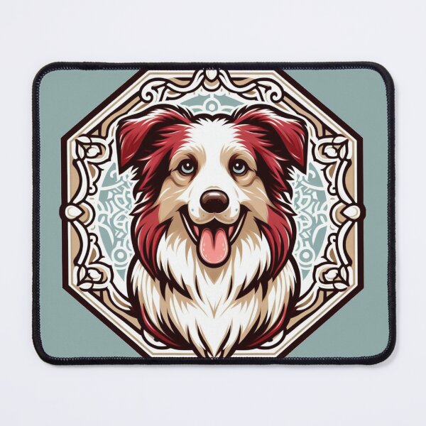 Item preview, Border Collie Red And White Herding Dog Cartoon Smiling Illustration designed and sold by CoffeeIsATrip.