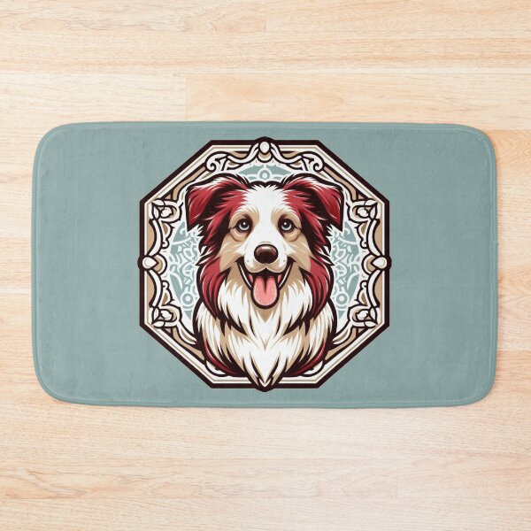 Item preview, Border Collie Red And White Herding Dog Cartoon Smiling Illustration designed and sold by CoffeeIsATrip.