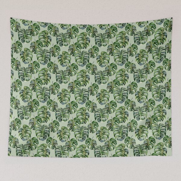 Item preview, watercolor Monstera Leaf pattern, Palm Green Nature Painterly Seamless Painting designed and sold by sadedream.