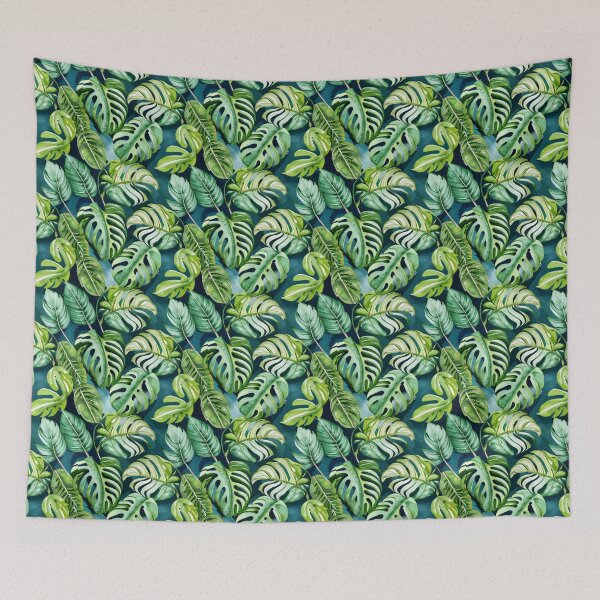 Item preview, watercolor Monstera Leaf pattern, Palm Green Nature Painterly Seamless Painting designed and sold by sadedream.