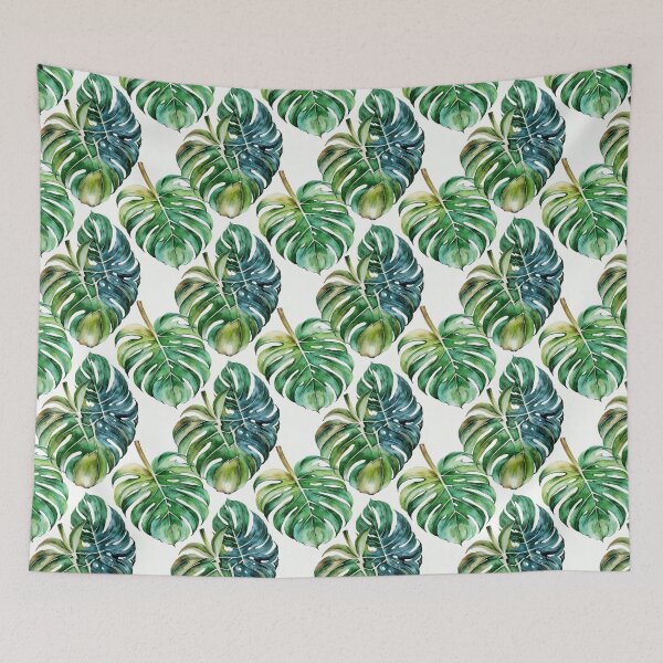 Item preview, Watercolor Monstera Leaf pattern, Palm Green Nature Painterly Seamless Painting designed and sold by sadedream.