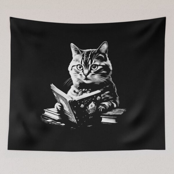 Item preview, Cat reading a book designed and sold by Szkicerka.