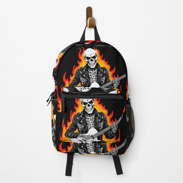 Item preview, SKULL SOLO GUITARIST ON FIRE designed and sold by MetalKrane.