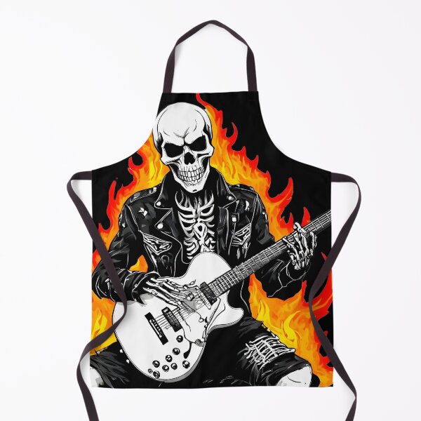 Item preview, SKULL SOLO GUITARIST ON FIRE designed and sold by MetalKrane.
