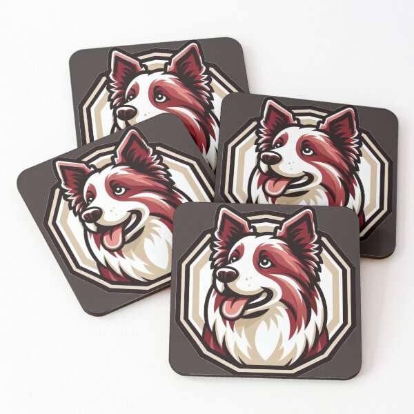 Item preview, Border Collie Red And White Herding Dog Cartoon Smiling Illustration designed and sold by CoffeeIsATrip.