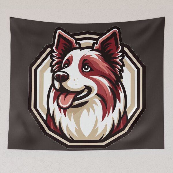 Item preview, Border Collie Red And White Herding Dog Cartoon Smiling Illustration designed and sold by CoffeeIsATrip.