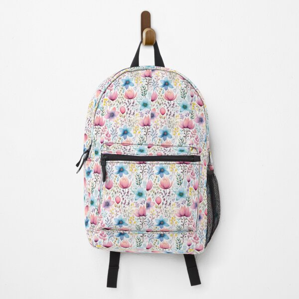 Item preview, Doodle flowers in pinks, blues, purples and yellows with green leaves designed and sold by Hanlar.