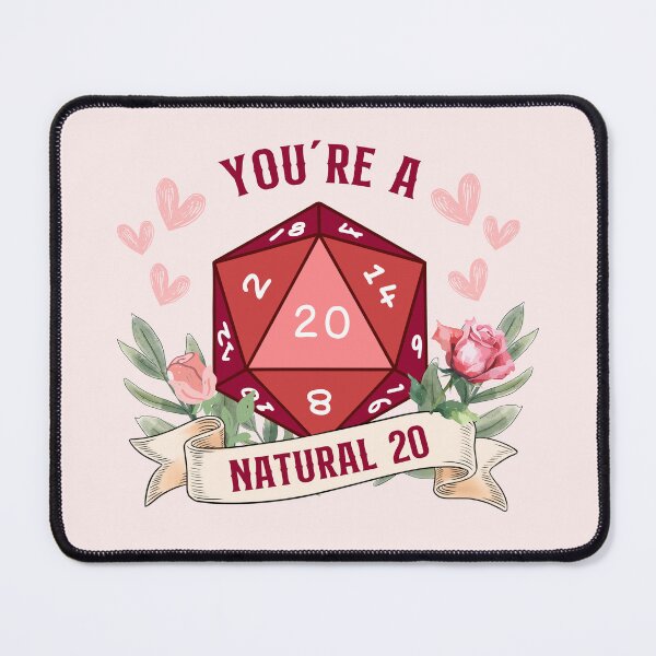 Item preview,  DND VALENTINES: You are a Natural 20, love quote, floral D20 dice. designed and sold by DungeonAtelier.