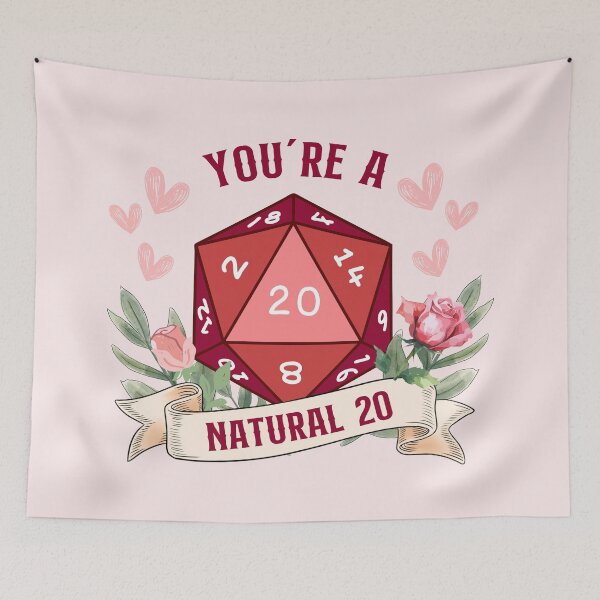 Item preview,  DND VALENTINES: You are a Natural 20, love quote, floral D20 dice. designed and sold by DungeonAtelier.