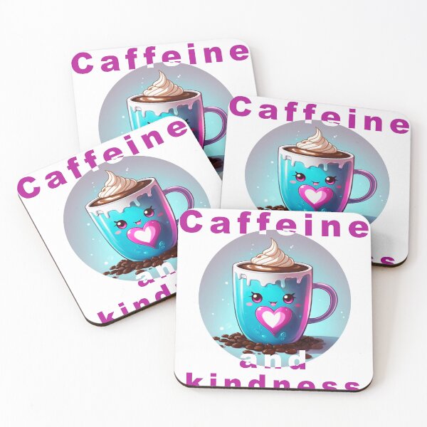 Item preview, Loving coffee mug with message "Caffeine and kindness" designed and sold by magenta-dream.